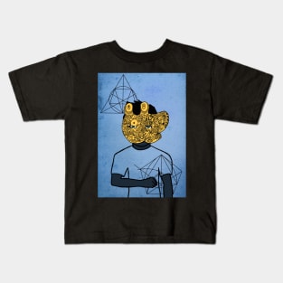 Davinci Dreamer - Male Character with Doodle Mask and Green Eyes Kids T-Shirt